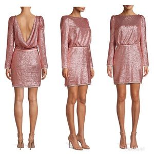 Rachel Zoe Long Sleeve Open Back sequins dress